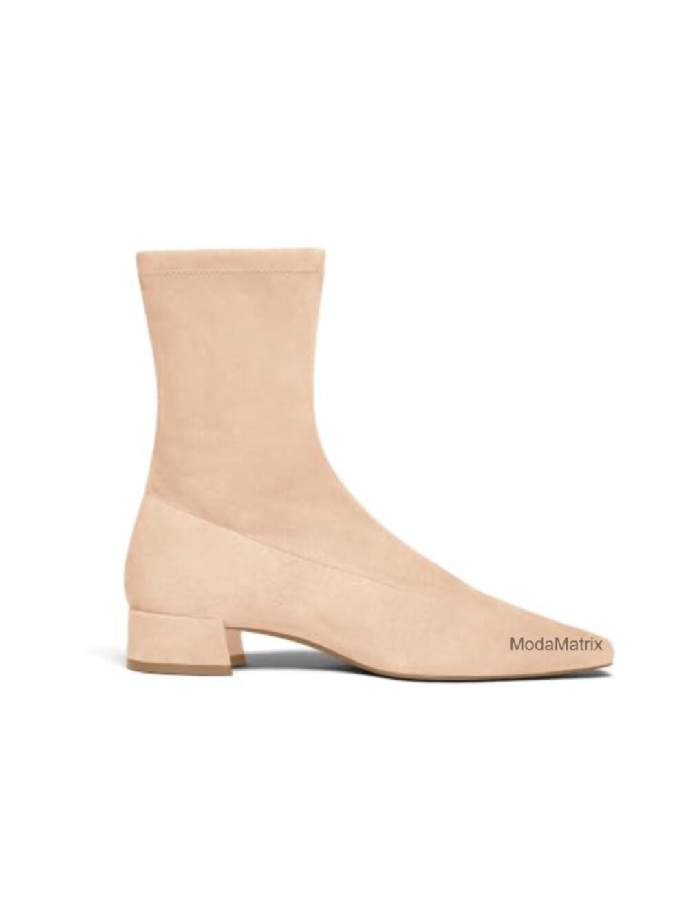 Faux Suede Ankle Boots Square Toe Chunky Low Heel Zip Booties